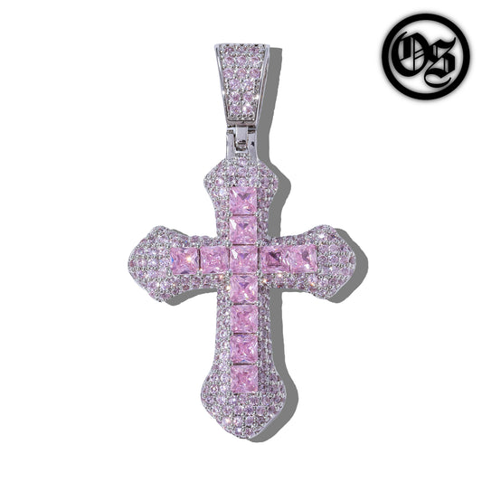 Frosty Cross Pendants - Pink