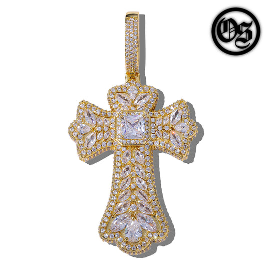 Multi Gem Cross Pendants - Gold